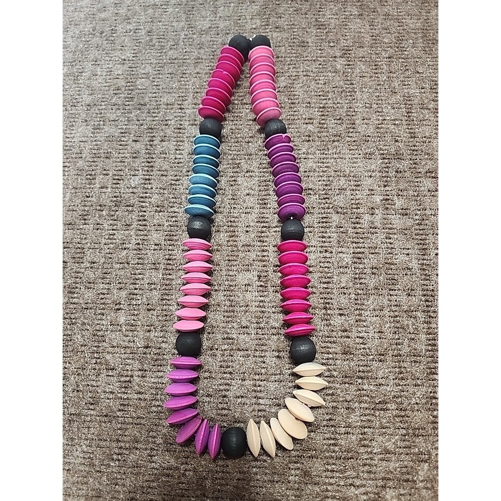 painted wood beads necklace vintage